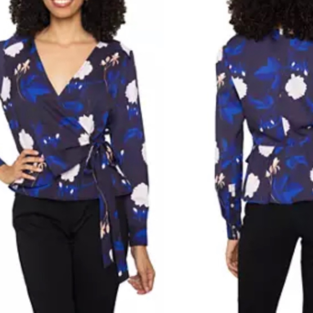Srandards & Practices floral wrap blouse